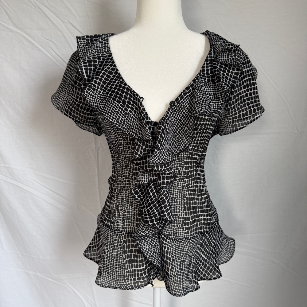Allison Taylor Black and White animal print Blouse